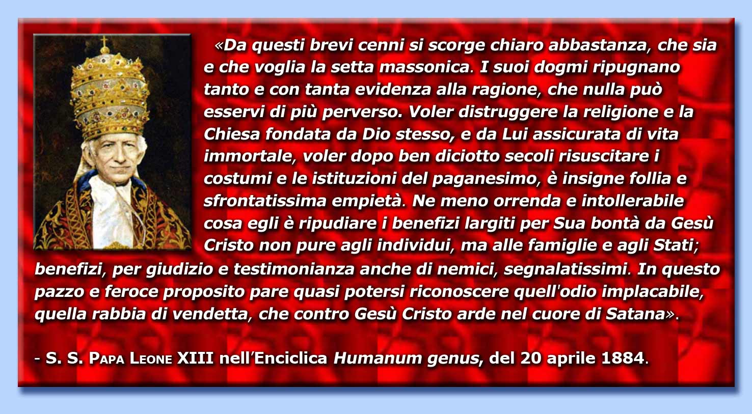 leone XIII - humanum genus contro la massoneria