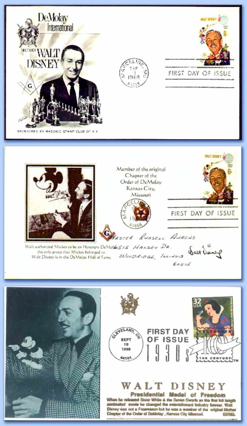 cartoline massoncihe dedicate a walt disney