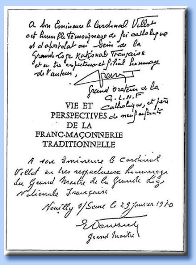 jean tourniac - vie et perspectives de la franc-ma�onnerie traditionnelle - dedica al cardinale billot