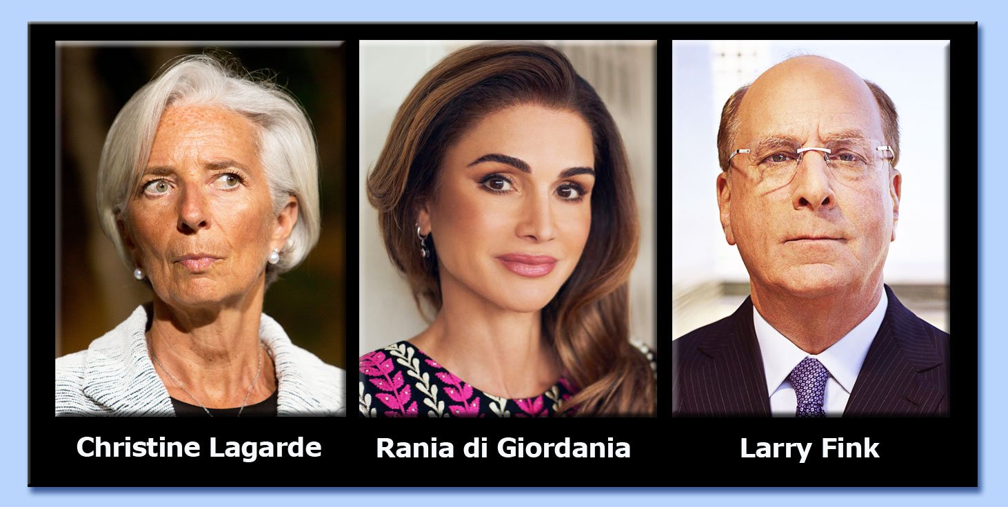 christine lagarde - rania di giordania - larry fink