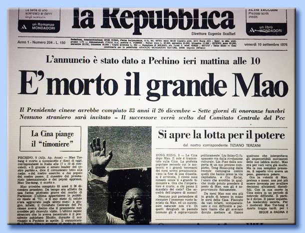 la repubblica -  morto il grande mao