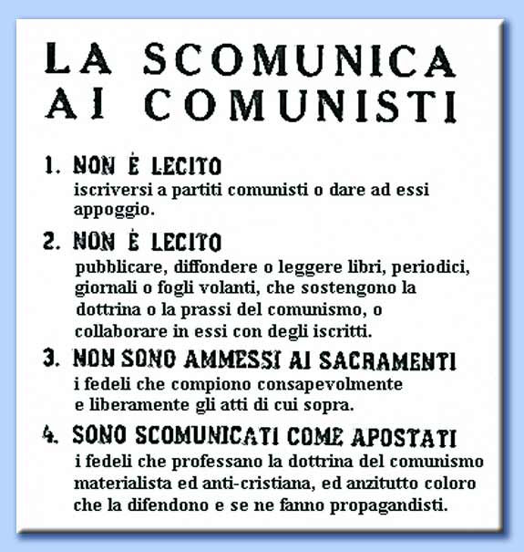 scomunica ai comunisti