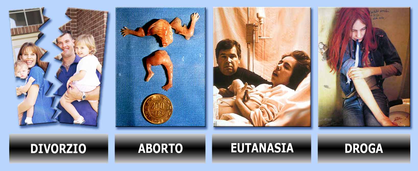 divorzio aborto eutanasia droga